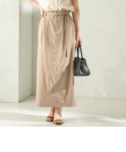 《予約》〈手洗い可能〉麻混 ベルト付 ウエストタック ナロー スカート