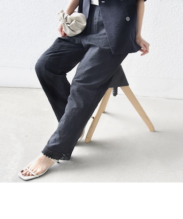 《予約》〈手洗い可能〉パッチワーク レース ドロスト パンツ