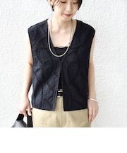 《予約》〈手洗い可能〉オープン ワーク レース 刺繍 ベスト