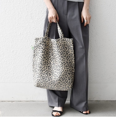 《予約》BINDU: A4 レオパード ジャカード トート バッグ