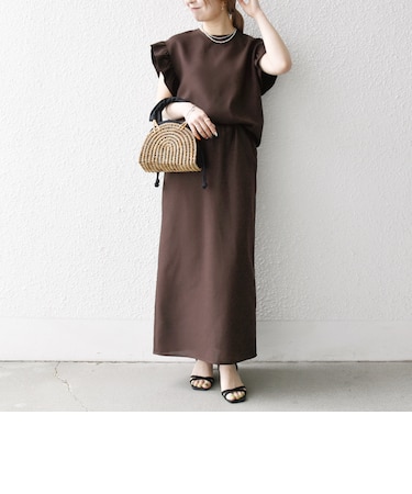《予約》SHIPS any:〈洗濯機可能〉リネンライク ブラウス × タイトスカート セットアップ