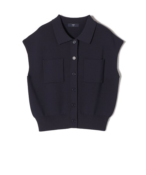 《予約》SHIPS Colors:〈手洗い可能〉ポロ フレンチスリーブ ニット ベスト◆