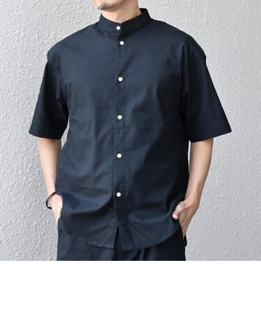 【WEB限定】SHIPS any: ハイブリッドリネン バンドカラー ショートスリーブ シャツ(セットアップ対応)◆