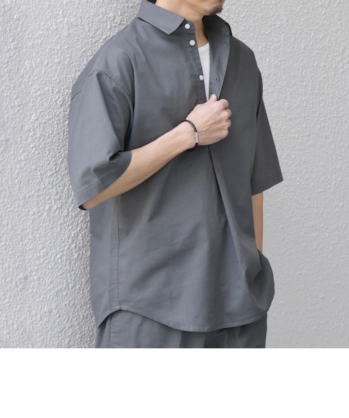 【WEB限定】SHIPS any: ハイブリッドリネン プルオーバー シャツ(セットアップ対応) 26SS◆