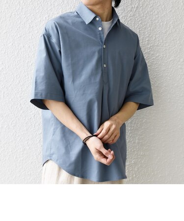 【WEB限定】SHIPS any: ハイブリッドリネン プルオーバー シャツ(セットアップ対応) 26SS◆
