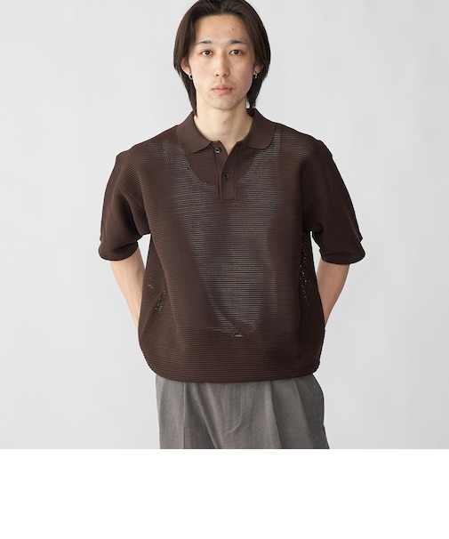 City Ambient Products: ポリエステル メッシュ ニット ショートスリーブ ポロ