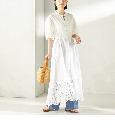 《予約》【SHIPS別注】Fanaka:〈手洗い可能〉シフリー ウエスト ギャザー ワンピース