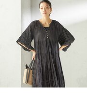 《予約》【SHIPS別注】Fanaka:〈手洗い可能〉クリンクル 袖 フレア ワンピース