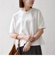 《予約》SHIPS any:〈洗濯機可能〉エンブロイダリー ショートスリーブ プルオーバー