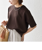 《予約》SHIPS any:〈洗濯機可能〉エンブロイダリー ショートスリーブ プルオーバー