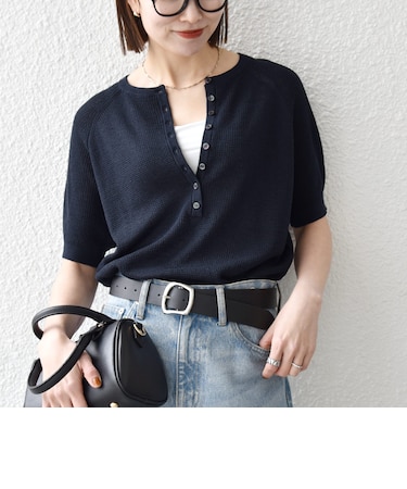 《予約》SHIPS any:〈手洗い可能〉リネン レーヨン ヘンリーネック プルオーバー