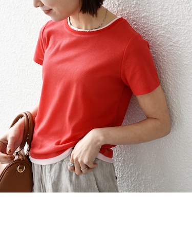 《予約》SHIPS any:〈手洗い可能〉レイヤード シアー ワッフル TEE