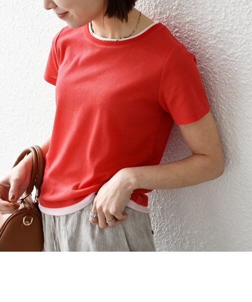 《予約》SHIPS any:〈手洗い可能〉レイヤード シアー ワッフル TEE