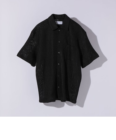 City Ambient Products: オープンカラー メッシュ ストライプ ショートスリーブ シャツ