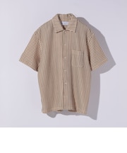 City Ambient Products: オープンカラー メッシュ ストライプ ショートスリーブ シャツ