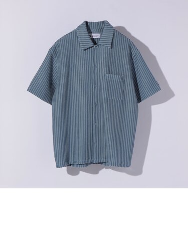City Ambient Products: オープンカラー メッシュ ストライプ ショートスリーブ シャツ