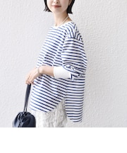 〈接触冷感 / UVカット / 手洗い可能〉ロング リブ ラウンド ヘム プルオーバー