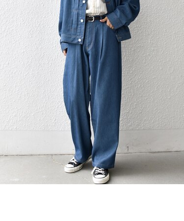 SHIPS any: ライト メッシュ デニム 1タック リラックス パンツ (セットアップ対応)◆