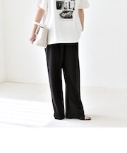 《予約》quaranciel:〈手洗い可能〉バイアス ストレッチ イージー ワイド パンツ