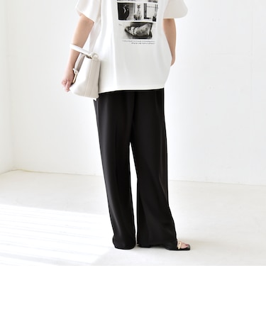 《予約》quaranciel:〈手洗い可能〉バイアス ストレッチ イージー ワイド パンツ