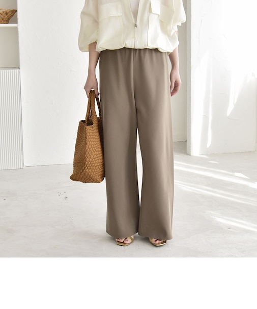 《予約》quaranciel:〈手洗い可能〉バイアス ストレッチ イージー ワイド パンツ