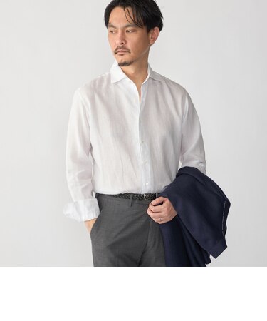 SHIPS: ウォッシュド リネン ワンピースカラー ソリッド シャツ