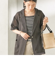 《予約》〈手洗い可能〉麻調 メッシュ ジャケット シャツ