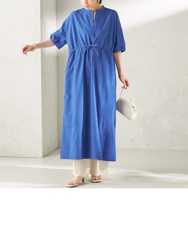 《予約》〈接触冷感 / 撥水加工〉TEXBRID(R) タフタ ウエスト 切替 ワンピース