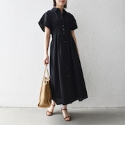 《予約》SHIPS any:〈手洗い可能〉サッカー フレンチ スリーブ シャツ ワンピース