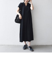 《予約》SHIPS any:〈接触冷感/汗染み防止加工/洗濯機可能〉スキッパー Aライン ワンピース