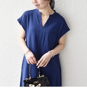 《予約》SHIPS any:〈接触冷感/汗染み防止加工/洗濯機可能〉スキッパー Aライン ワンピース