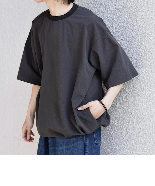 SHIPS any:〈撥水/軽量/ストレッチ〉SOLOTEX(R) シアサッカー スピンドル Tシャツ 26SS◆