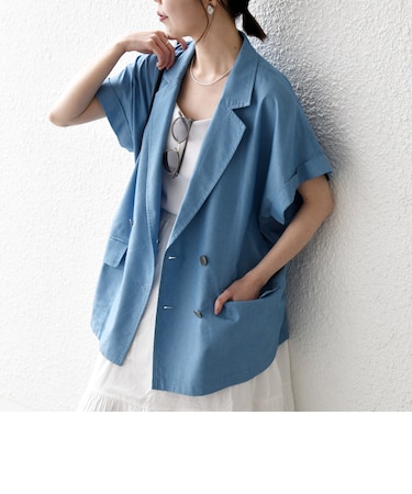 《予約》SHIPS any:〈洗濯機可能〉シャンブレー デニム ロールアップ シャツ ジャケット