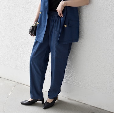 《予約》SHIPS any:〈洗濯機可能〉シャンブレー デニム ポケット テーパード パンツ