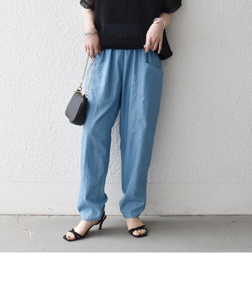 《予約》SHIPS any:〈洗濯機可能〉シャンブレー デニム ポケット テーパード パンツ