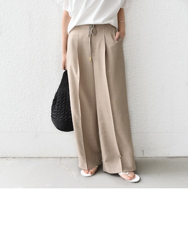 《予約》SHIPS Colors:〈洗濯機可能〉リネン ライク イージー パンツ◆