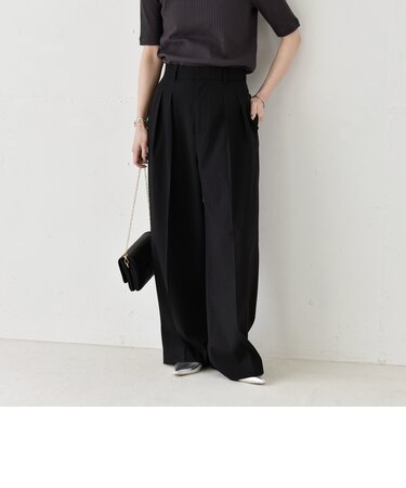 《予約》quaranciel:〈洗濯機可能〉CALCULO(R)使用 イージー タック ワイド パンツ