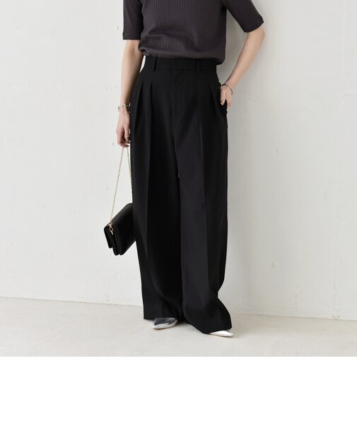 《予約》quaranciel:〈洗濯機可能〉CALCULO(R)使用 イージー タック ワイド パンツ
