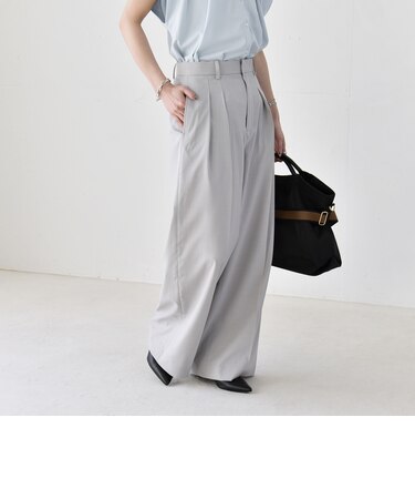 《予約》quaranciel:〈洗濯機可能〉CALCULO(R)使用 イージー タック ワイド パンツ
