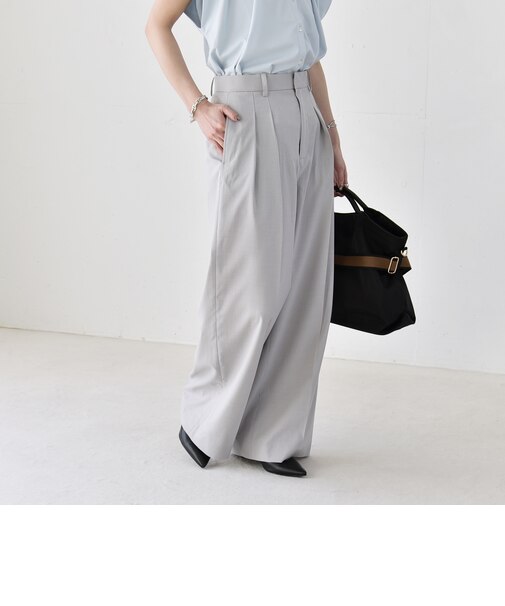 《予約》quaranciel:〈洗濯機可能〉CALCULO(R)使用 イージー タック ワイド パンツ