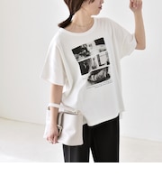 《予約》quaranciel:〈接触冷感/汗染み防止加工/洗濯機可能〉CAT プリント TEE