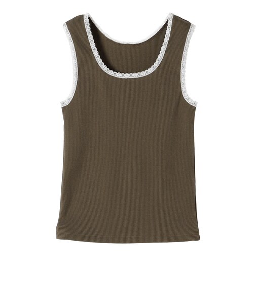 〈手洗い可能〉レース トリミング 2WAY タンクトップ