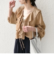 SHIPS Colors:〈手洗い可能〉メッシュ 羽織り ラッフル シャツ