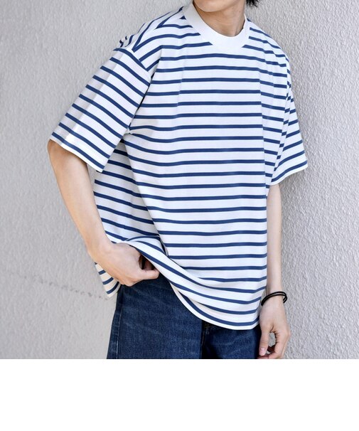 SHIPS any:〈洗濯機可能〉デザイン リブ ベーシック ボーダー Tシャツ◆