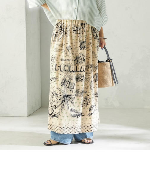 《予約》【SHIPS別注】BINDU:〈手洗い可能〉フロリダ マップ スカート
