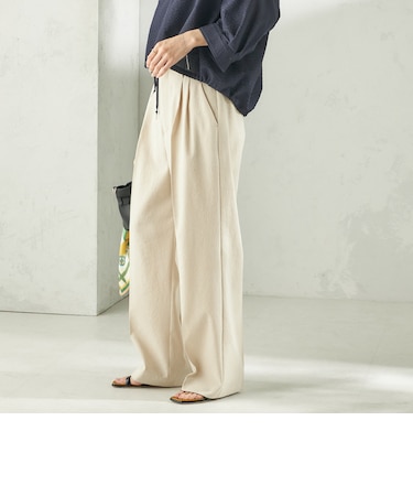 《予約》〈手洗い可能〉ドライ シャンタン フロント タック パンツ