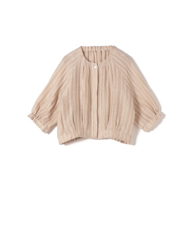 《予約》【SHIPS別注】assiette: 〈手洗い可能〉麻 ナイロン ジャカード ブラウス