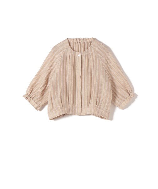 《予約》【SHIPS別注】assiette: 〈手洗い可能〉麻 ナイロン ジャカード ブラウス