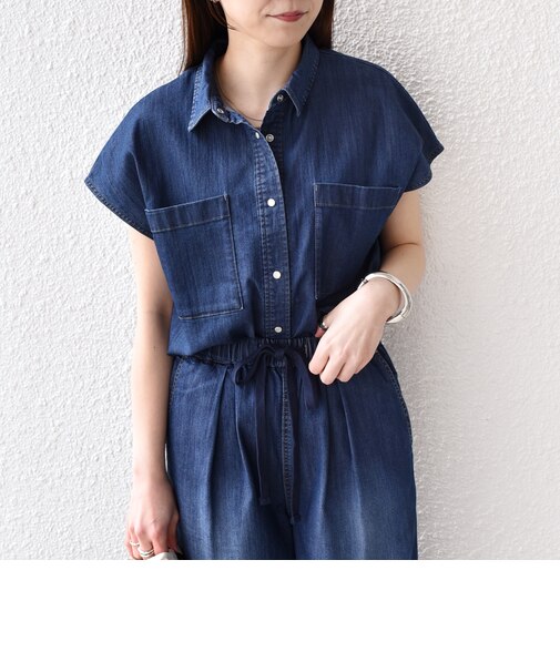 《予約》SHIPS Colors:〈洗濯機可能〉ファンクション デニム フレア スリーブ シャツ◆