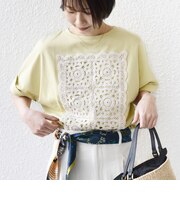 《予約》【WEB限定】〈手洗い可能〉クロシェ ドッキング ショート スリーブ プルオーバー